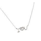 Sterling Silver Necklace with Stylish  I Heart U  Inlaid with Clear Czs PendantAnd Chain Length of 18  AdjustableAnd Pendant Dimensions: 8.4MMx22.2MM