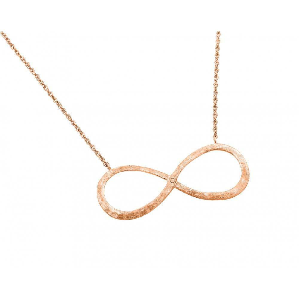Sterling Silver Rose Gold Plated Necklace with Brush Finish Infinity PendantAnd Chain Length of 18  AdjustableAnd Pendant Dimensions: 46.8MMx20.4MM