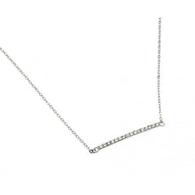 Load image into Gallery viewer, Sterling Silver Necklace with Sideways Paved Czs Bar PendantAnd Chain Length of 16 And Pendant Dimensions: 31MMx2.3MM