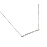 Sterling Silver Necklace with Sideways Paved Czs Bar PendantAnd Chain Length of 16 And Pendant Dimensions: 31MMx2.3MM