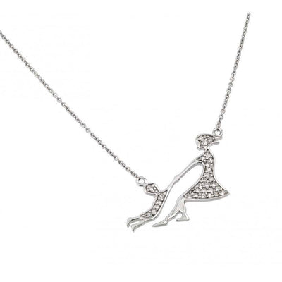 Sterling Silver Fancy Necklace with Paved Czs Mother and Child PendantAnd Chain Length of 16 -18  AdjustableAnd Pendant Dimension: 33MMx28.1MM