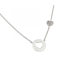 Load image into Gallery viewer, Sterling Silver Rhodium Plated Clear CZ Heart Cutout Pendant Necklace