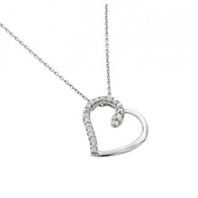 Load image into Gallery viewer, Sterling Silver Rhodium Plated Clear CZ Heart Pendant Necklace