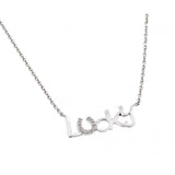 Sterling SilverRhodium Plated Clear CZ Lucky Necklace