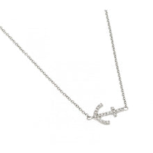 Load image into Gallery viewer, Sterling Silver Rhodium Plated Clear CZ Anchor Pendant Necklace