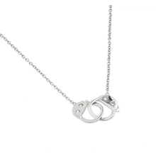 Load image into Gallery viewer, Sterling Silver Rhodium Plated Clear CZ Handcuffs Pendant Necklace