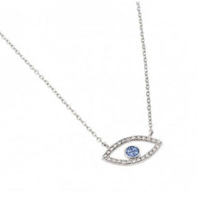 Load image into Gallery viewer, Sterling Silver Rhodium Plated Clear CZ Eye Pendant Necklace