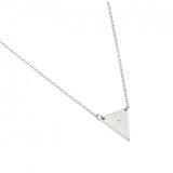 Sterling Silver Rhodium Plated Clear CZ Triangle Pendant Necklace