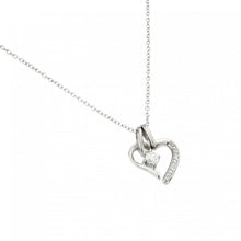 Load image into Gallery viewer, Sterling Silver Rhodium Plated Clear CZ Heart Pendant Necklace