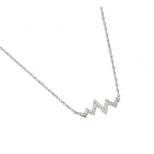 Load image into Gallery viewer, Sterling Silver Rhodium Plated Clear CZ Zigzag Heartbeat Pendant Necklace