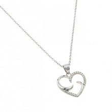 Load image into Gallery viewer, Sterling Silver Rhodium Plated Twirl Heart CZ Pendant