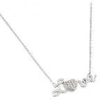 Rhodium Plated Sterling Silver Cursive Love Necklace with Heart Design and Chain Length of 16  Plus 2  Extension