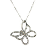 Sterling Silver Rhodium Plated Open Butterfly Necklace