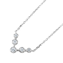 Load image into Gallery viewer, Sterling Silver Rhodium Plated &#39;V&#39;-Shaped CZ Pendant Necklace