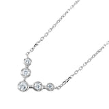 Sterling Silver Rhodium Plated 'V'-Shaped CZ Pendant Necklace