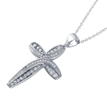 Load image into Gallery viewer, Sterling Silver Rhodium Plated Necklace with Fancy Micro Pave Infinity Cross PendantAnd Spring Clasp ClosureAnd Length of 16  with 2  ectension