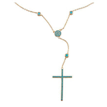 Load image into Gallery viewer, Sterling Silver Rose Gold Plated Rosary Necklace