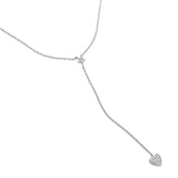 Sterling Silver Rhodium Plated Star And Heart Drop CZ Necklace