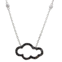 Load image into Gallery viewer, Sterling Silver Rhodium Plated Black CZ Encrusted Open Cloud Necklace