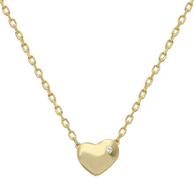 Load image into Gallery viewer, Sterling Silver Gold Plated Small Heart with Stone Necklace