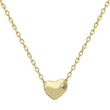 Sterling Silver Gold Plated Small Heart with Stone Necklace