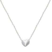 Load image into Gallery viewer, Sterling Silver Rhodium Plated Small Heart With Stone Necklace