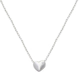 Sterling Silver Rhodium Plated Small Heart With Stone Necklace