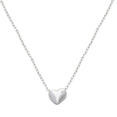 Sterling Silver Rhodium Plated Small Heart With Stone Necklace