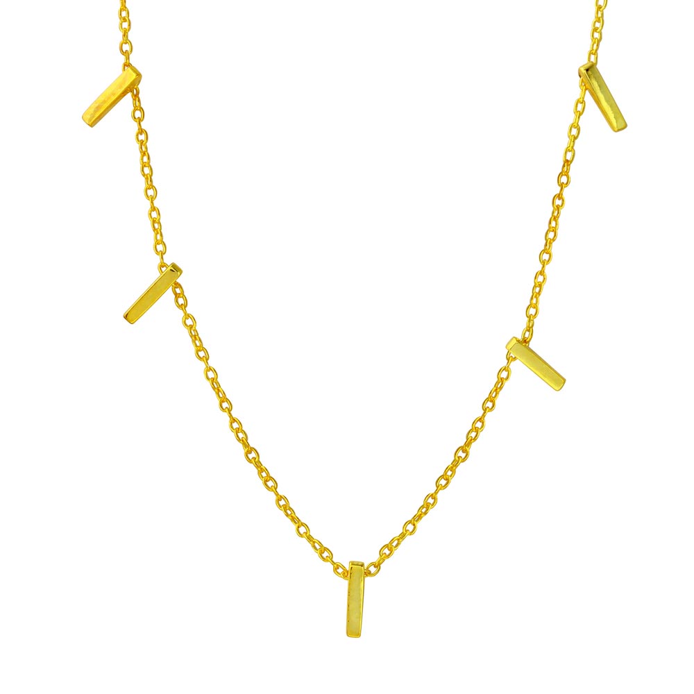 Sterling Silver Gold Plated Small Multi Bar Necklace