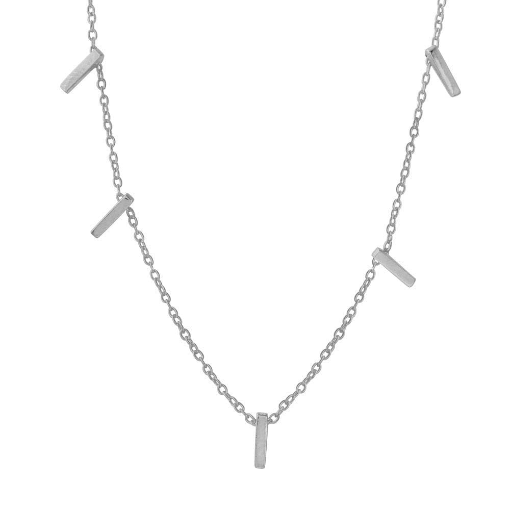 Sterling Silver Rhodium Plated Small Multi Bar Necklace