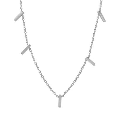 Sterling Silver Rhodium Plated Small Multi Bar Necklace