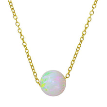 Load image into Gallery viewer, Sterling Silver Gold Plated White Round Opal Necklace