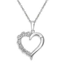 Load image into Gallery viewer, Sterling Silver Rhodium Plated Open CZ Heart Necklace