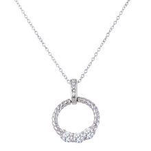 Load image into Gallery viewer, Sterling Silver Rhodium Plated Twisted Round Pendant with CZ Necklace
