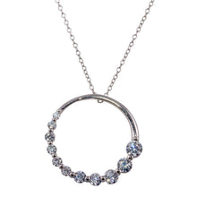 Load image into Gallery viewer, Sterling Silver Rhodium Plated Circle .925 Pendant with Graduated CZ
