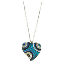 Load image into Gallery viewer, Sterling Silver Rhodium Plated Blue Heart Necklace with CZ
