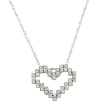 Load image into Gallery viewer, Sterling Silver Rhodium Plated Digital Heart Necklace with CZ