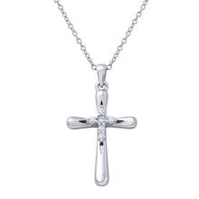 Load image into Gallery viewer, Sterling Silver Rhodium Plated Cross .925 Pendant with Mini CZ Cross Center