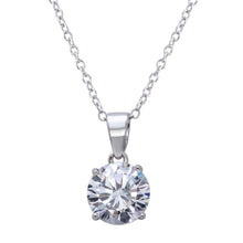 Load image into Gallery viewer, Sterling Silver Rhodium Plated Round Clear CZ Stone Pendant Necklace