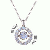 Sterling Silver Rhodium Plated Dancing CZ Open Round Pendant