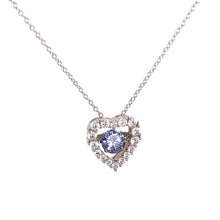 Load image into Gallery viewer, Sterling Silver Rhodium Plated Open Heart CZ Pendant Necklace With Dancing CZ