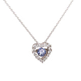 Sterling Silver Rhodium Plated Open Heart CZ Pendant Necklace With Dancing CZ