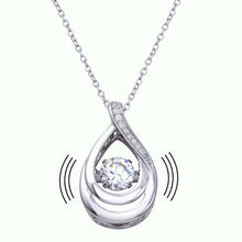 Load image into Gallery viewer, Sterling Silver Rhodium Plated Open Teardrop Necklace with CZ