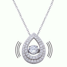 Load image into Gallery viewer, Sterling Silver Rhodium Plated Open Teardrop Pendant Necklace with CZ