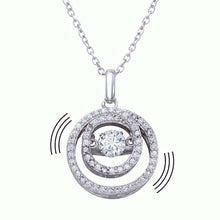 Load image into Gallery viewer, Sterling Silver Rhodium Double Open Circle Pendant Necklace with CZ