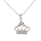 Sterling Silver Rhodium Plated Crown Necklace