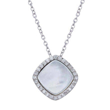 Load image into Gallery viewer, Sterling Silver Rhodium Plated Opal Pendant Necklace with CZ
