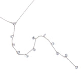 Sterling Silver Rhodium Plated Drop CZ Necklace