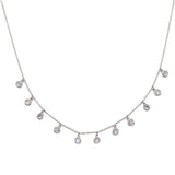 Sterling Silver Rhodium Plated Dangling CZ Charm Necklace