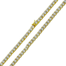 Load image into Gallery viewer, Sterling Silver 4mm Gold Plated Tennis CZ Necklace